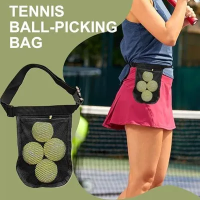 Produktbild von Tennisballhalter als Gürteltasche für Pickleball, 18 x 26 cm | Tragbare Aufbewahrungstasche für Golfbälle | Verstellbare Hüfttasche für Golftraining, Wettkampftraining und R