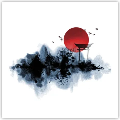 Produktbild von Poster - Poster ohne Rahmen - Rot Sonne Tor - 60x60 cm - Wand Bild - Wanddeko - Wandbilder - Kunstposter - Wandposter - Bilder - Kunstdruck - Wanddekoration - Wandbild - P2XAC60x60-4666