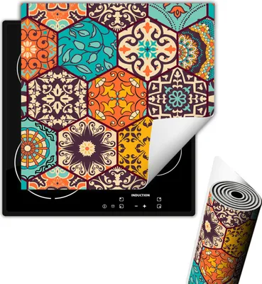 Obrázek produktu pro Deska pod varnou desku, 50x52 cm, protiskluzná, rolovací podložka, mozaika, barevná