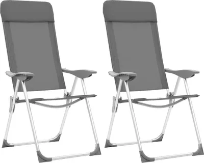 Produktbild von Klappbare Campingstühle 2 Stk. Grau Aluminium , Campingtische Design 2024