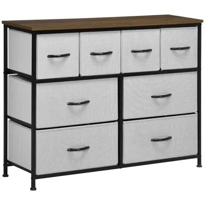Image de HOMCOM Commode 8 tiroirs meuble de rangement tiroir en tissu pliant - structure acier noir - 100 x 30 x 78 cm