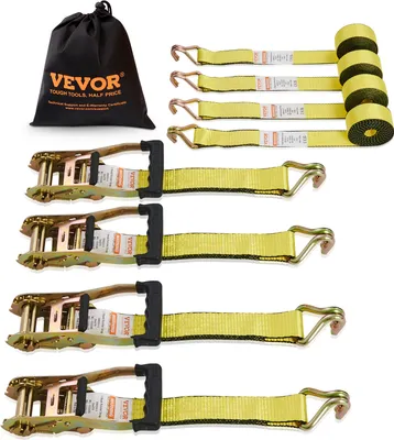 Obrázek produktu pro VEVOR sada 4 upevňovacích popruhů 0,05 x 4,6 m upevňovací popruh 2268 kg ráčnový upevňovací popruh polyesterový popruh a popruh s hákem z uhlíkové oceli ráčnový upevňovací popruh ideální pro motocykly jízdní kola kajaky UTV čluny ATV