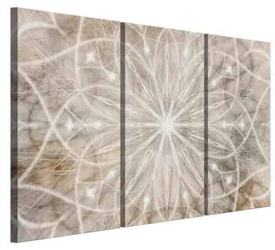 Produktbild von LUMASOUL Leinwand Bilder 3-teilig - Leinwandbild Abstrakt Motiv - Wandbilder Holzrahmen und Webstuhl Wohnzimmer und Schlafzimmer - Bilder 120x80 cm Mandala 01