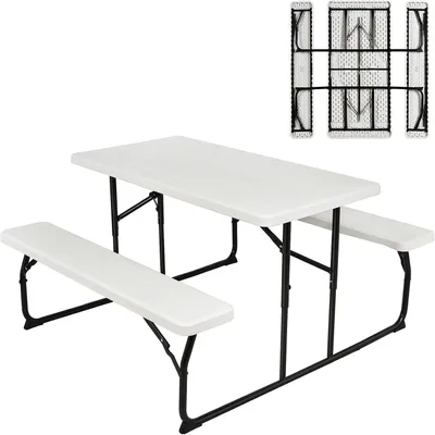 Image de Table de camping - Table de pique-nique - Table pliante - Table rabattable - Table pour camping - Pliable - Plus de 136 cm