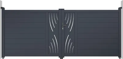Produktbild von Doppelflügeltor aus Aluminium 3,5m VELETA H.140cm grau