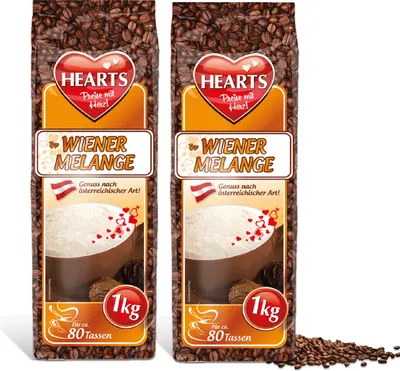 Produktbild von HEARTS Cappuccino Wiener Melange 2 x 1kg Kaffeespezialität