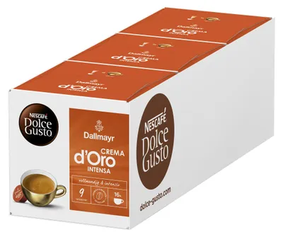 Productafbeelding van Nescafé Dolce Gusto 3-delige set Dallmayr Crema d'Oro Intensa, koffiekapsules, koffie, 48 capsules