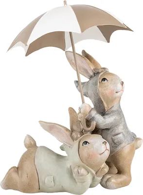 Produktbild von Clayre & Eef Dekorationsfigur Kaninchen 19x16x23 cm Beige Kunststoff