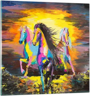 Produktbild von Bilder auf glas - Pferd Natur Tier - 60x60cm - Glasbilder - Wandbilder - Kunstdruck - zum Aufhängen bereit - Wanddekoration aus Glas - Glas Bilder - Wandbild auf Glas - Einteilig - GAC60x60-3433