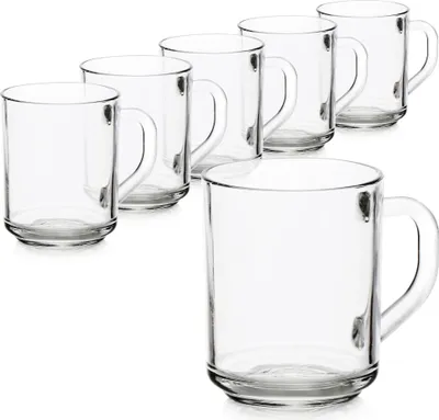 Produktbild von com-four® 6x Teeglas - Trinkgläser mit Henkel für Tee und Kaffee - Ideal für Heißgetränke, Kakao, Latte Macchiato und Cappuccino