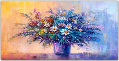 Produktbild von Coloray Küchenrückwand 140x70 Spritzschutz aus Glas - Blumen Malerei