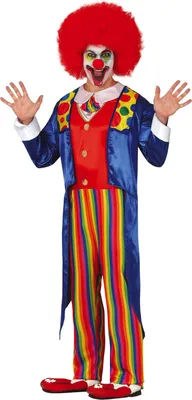 A person wearing a clown costume.