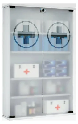Produktbild von Medizinschrank | Maße ca. H. 91 x B. 60 x T. 17 cm | abschließbarer Apothekerschrank | hängend | Arzneischrank