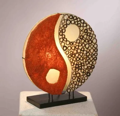 Produktbild von Deko-Leuchte YING YANG, rund, Natur-Material, 33 cm Durchmesser, Stimmungsleuchte
