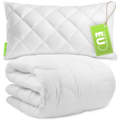 Produktbild von Microfaserbettdecke + Kopfkissen Bettdecke & Kopfkissen-Set - 2-Set Kopfkissen - Ganzjahresdecke