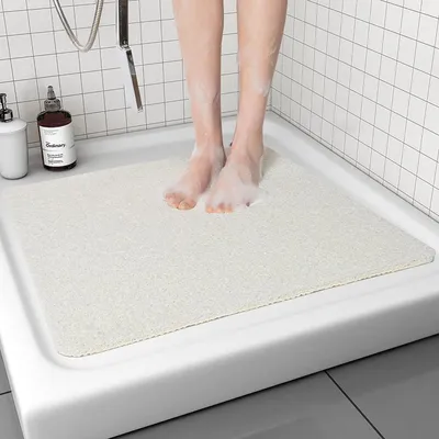 Immagine prodotto di Tappetino da doccia antiscivolo, 53 x 53 cm, ad asciugatura rapida, color luffa (bianco)