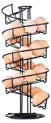 Produktbild von Goliving Eierbecher – Eierhalter – drehbar – platzsparend – Edelstahl – maximal 39 Eier – Schwarz