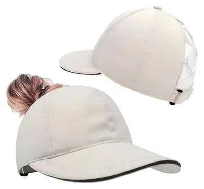 Produktbild von Baseball Cap Damen Pferdeschwanz Sommer Wasserdicht Atmungsaktiv Beige Einheitsgröße