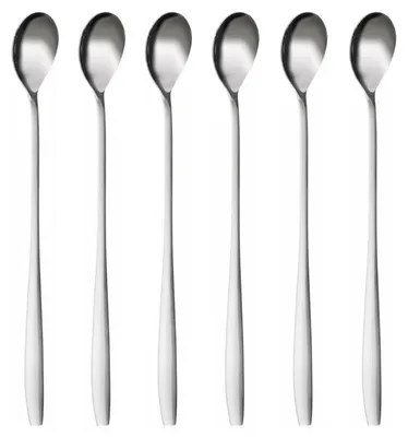 6er-Set Longdrink-Löffel aus Edelstahl, 22 cm, spülmaschinengeeignet