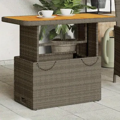 Immagine prodotto di Tavolo da giardino – Tavolo grigio per balcone – 90x55x71 cm – Leggero e facile da montare, ideale per l'uso esterno