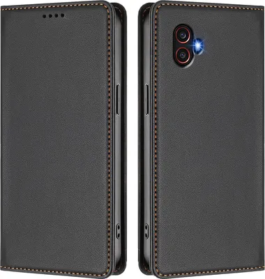 Obrázek produktu pro Kožené pouzdro pro Samsung Galaxy XCover6 Pro, magnetické flipové pouzdro zPolyuretankůže se stojánkem Černá
