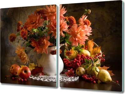 Produktbild von Coloray Hackbrett Herdabdeckplatte 2x40x52 cm Küchenbrett Kochplattenabdeckung Schneidebrett - Malerei Blumen Früchte