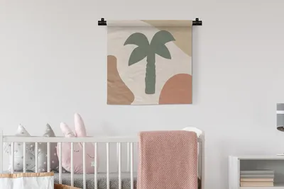 Produktbild von MuchoWow® Wandteppich Wandbehang Palme - Pastell - Sommer 60x60 cm Tapisserie Dekoration Wandtuch - Dekorationen - Wand Decke