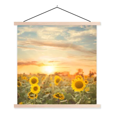 Produktbild von MuchoWow® Textilposter Sonnenblume - Sonne - Blumen 40x40 cm mit holzfarbenen Rahmen - Posterleiste