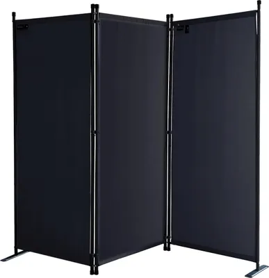 Produktbild von Paravent 3 Teilig 170 x 165 cm Schwarz - Garten & Balkon Sichtschutz Stellwand Innen & Außen - Raumteiler Trennwand Faltbar Blickdicht & Wetterfest