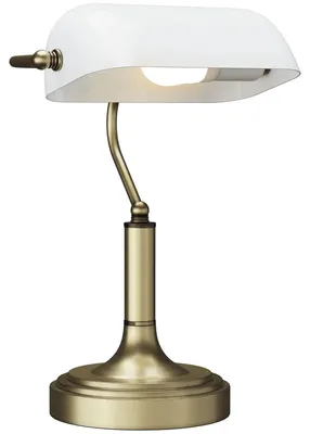 Image de Lampe de bureau Banker, lampe de table - Douille E27 - Abat-jour réglable - 220V AC - 26,8 x 22 x 39,5 cm - Blanc