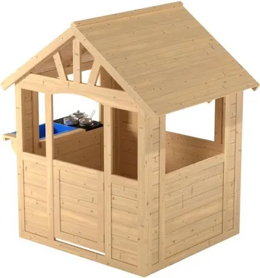 Image de Maisonnette cabane enfant en bois avec cuisine extérieure CUBBY