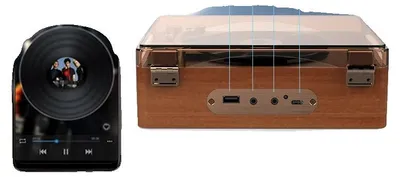 Image de Lecteur de vinyles, Bluetooth 5.1, batterie de 2000 mAh, 2 haut-parleurs de 3W, télécommande, lecteur de CD et de cassettes