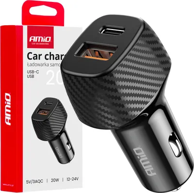 Produktbild von Autoladegerät 20W USB-A & USB-C Schnellladung QC PD AMIO-04282