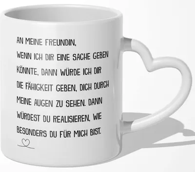 Produktbild von 22Feels Freundin Geschenk Jahrestag Tasse für Sie Valentinstag Frauen 1 Jahr Weihnachten Geburtstag Kaffeetasse Beziehung Liebe Paar (Herzhenkel Weiss)