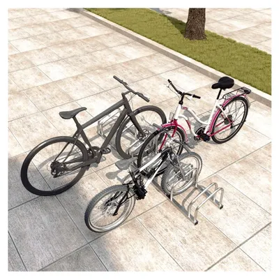Produktbild von Fahrradständer für 6 Fahrräder | Stahl-Multi-Aufstellständer | Rostfreier Ständer für Mountainbike, Trekkingrad & Cityrad | Boden- und Wandmontage | Silber