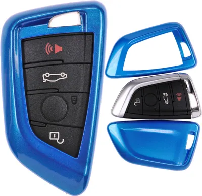 Produktbild von Auto Schlüssel Kunststoff Hülle ABS Plastik Schutz Cover Blau kompatibel mit BMW X5 F15 X6 F16 2er F45 F46 X1 F48 KEYLESS SMARTKEY