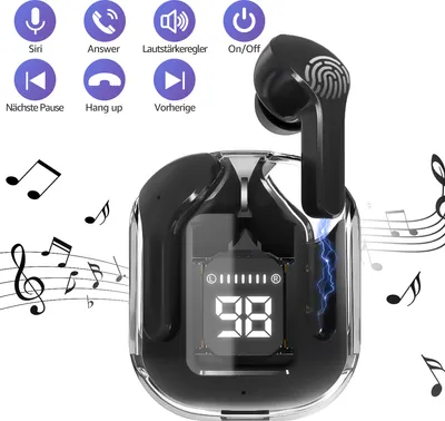 Produktbild von 【2023 Neue】7Magic Bluetooth Kopfhörer, In Ear Kopfhörer Kabellos Bluetooth 5.1 Kabellose Kopfhörer mit Dual Mikrofon, LED-Anzeige, Schwarz