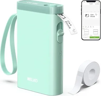 Produktbild von Nelko-Etikettdrucker, Bluetooth P21 Selbstklebender Kennzeichnungsgerät, tragbares drahtloses Mini-Drucker iOS Android, Zuhause, Büro, Grün