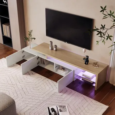 Image de Meuble TV - Meuble de télévision - Support TV - Meuble bas TV - Meuble multimédia - 200 x 39 x 42 cm