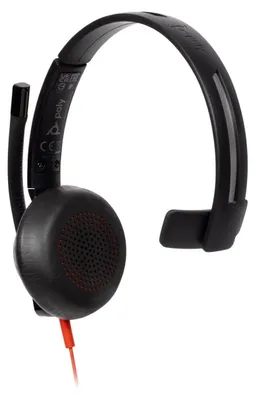 Imagen del producto de Auriculares mono Poly Blackwire 5210 con conexión USB-C y conector de 3,5 mm + adaptador USB-C/A, cable, para oficina/centro de llamadas, 125,4 g, auriculares con micrófono, color