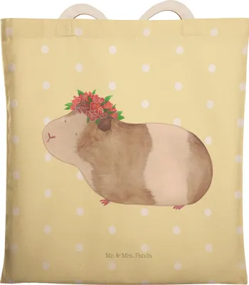 Produktbild von Mr. & Mrs. Panda markttasche Meerschweinchen Weisheit - Gelb Pastell - Geschenk, Einkaufstasche, Beutel, Wunder, Motivation, Tote Bag, Wunderland, Spruch, Stoffbeutel