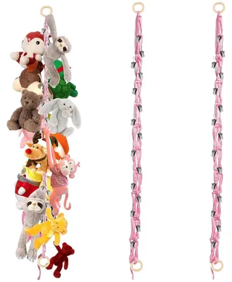 Plüschtier-Aufbewahrungsnetz mit 20 Clips, 2 Stück, rosa