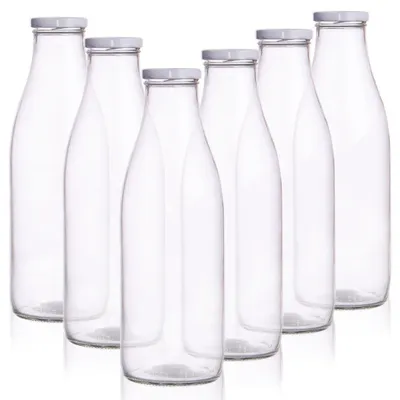 Obrázok produktu pre Orion | Fľaše na mlieko sada 6 ks - 1 l - 26x8 cm - Sklenené fľaše so skrutkovacím uzáverom