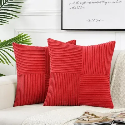 Produktbild von Kissenbezüge 2er Set Kordsamt Rot 45x45 cm Weich Dekokissenhüllen