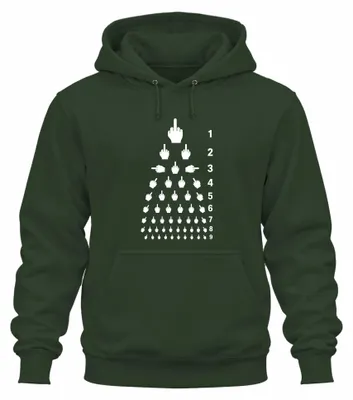 Productafbeelding van Hoodie met opdruk van een middelvinger, oogtestkaart, grappig design, uni, smaragdgroen, maat 3XL