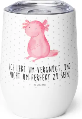 Produktbild von Mr. & Mrs. Panda Thermobecher Axolotl Niedlich - Weiß - Geschenk, glühweinbecher, Lebensweisheit, kaffee tasse, Axolot, Freundin, thermosbecher, glühwein, Weisheit, Liebe