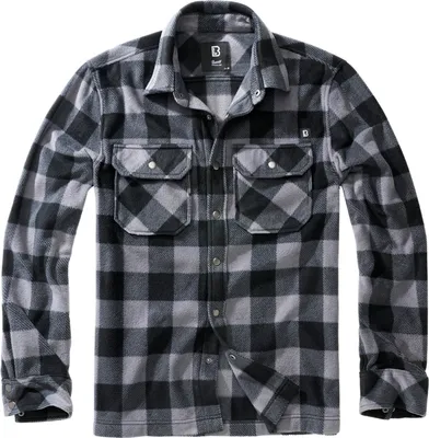 Productafbeelding van Brandit Jeff fleece shirt, lange mouwen, zwart/grijs, maat XXL