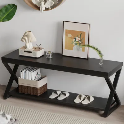 Image de Meuble de rangement pour chaussures, 120 cm, noir, en MDF