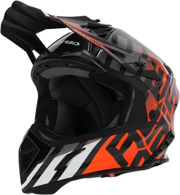Produktbild von Motocross Helm aus Stahlcarbon, schwarz/orange, Größe L (59/60)