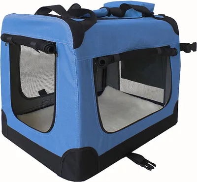 Produktbild von Faltbare Hundebox Transporttasche Transportbox Auto für Katze Hunde Große Kleine Box Bag Bed Decke Klein Auto Transport 7 Größen Taschen Fünf Farben Petigi, Farbe:Blau, Größe:L (70 x 52 x 51 cm)